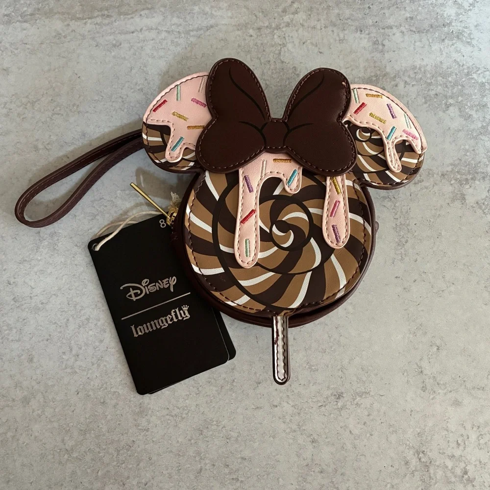 Loungefly X Disney Minnie Mouse Chocolate Sprinkle Coin Purse Lollipop Wristlet